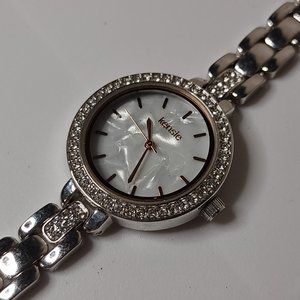 Silver Tone Metal And Clear Stone Kensie Watch